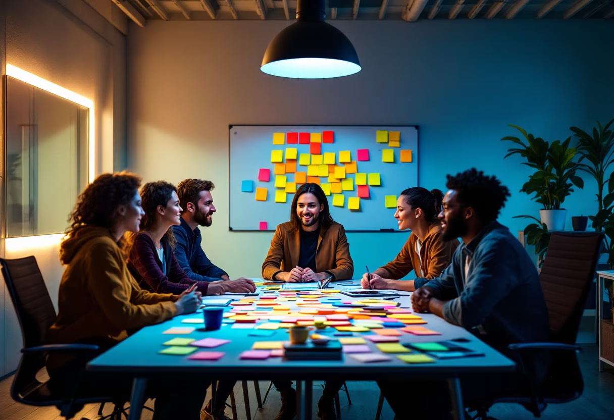 image of brainstorm session with sticky notes (for a b2b saas)